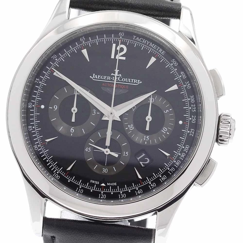 JAEGER-LECOULTRE STAINLESS STEEL, WATCH: JAEGER-LECOULTRE stainless steel, Watch Brand: JAEGER-LECOULTRE Type/Style: Wristwatch Material: Band Material leather, Case Material stainless steel Color: Band Color black, Dial Color black, Case