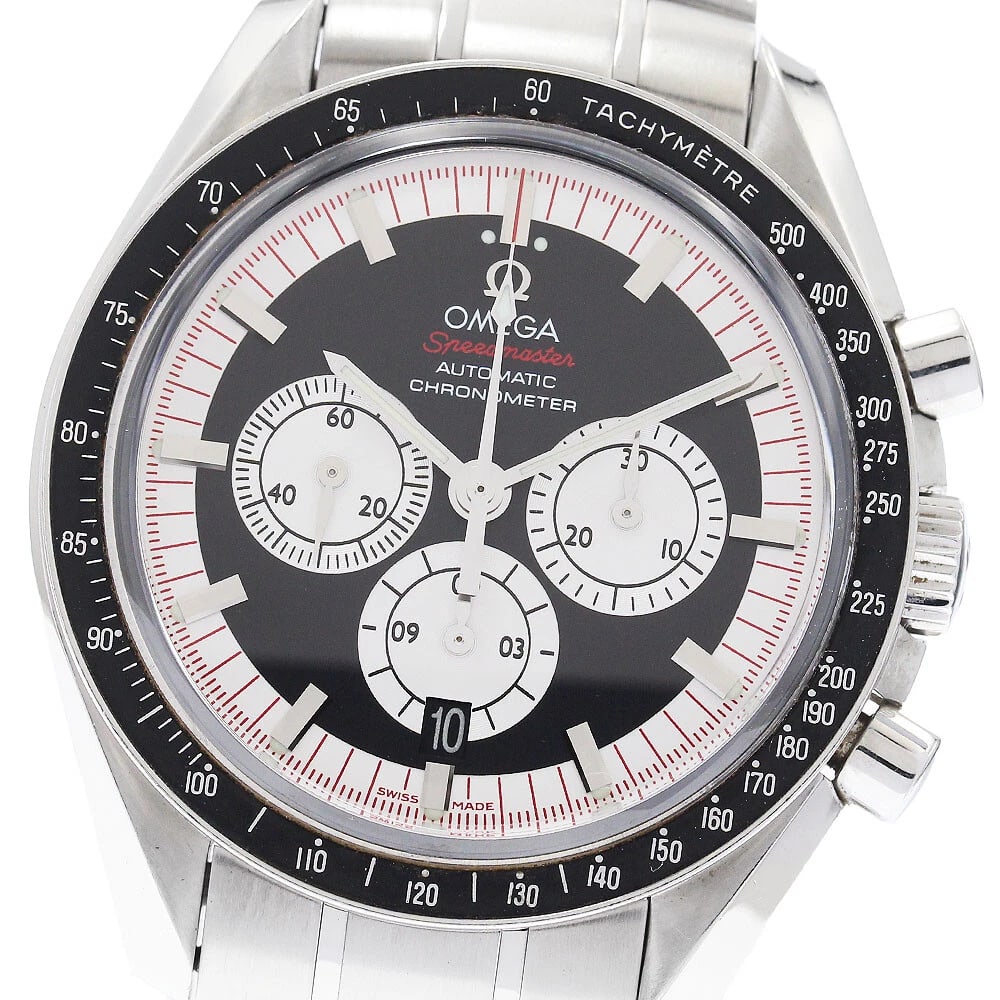 OMEGA SPEEDMASTER MICHAEL SCHUMACHER AUTOMATIC WATCH: OMEGA Speedmaster Michael Schumacher Automatic Watch Brand: OMEGA Type/Style: Wristwatch Material: Band Material Stainless Steel, Case Material Stainless Steel Color: Band Color Silver, Dial Color