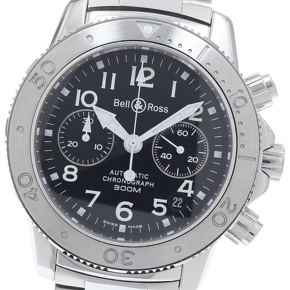 BELL?ROSS CHRONOGRAPH BLACK AUTOMATIC WATCH: Bell?Ross Chronograph black Automatic Watch Brand: Bell?Ross Type/Style: Wristwatch Material: Band Material Stainless Steel, Case Material Stainless Steel Color: Band Color Silver, Dial Color black,