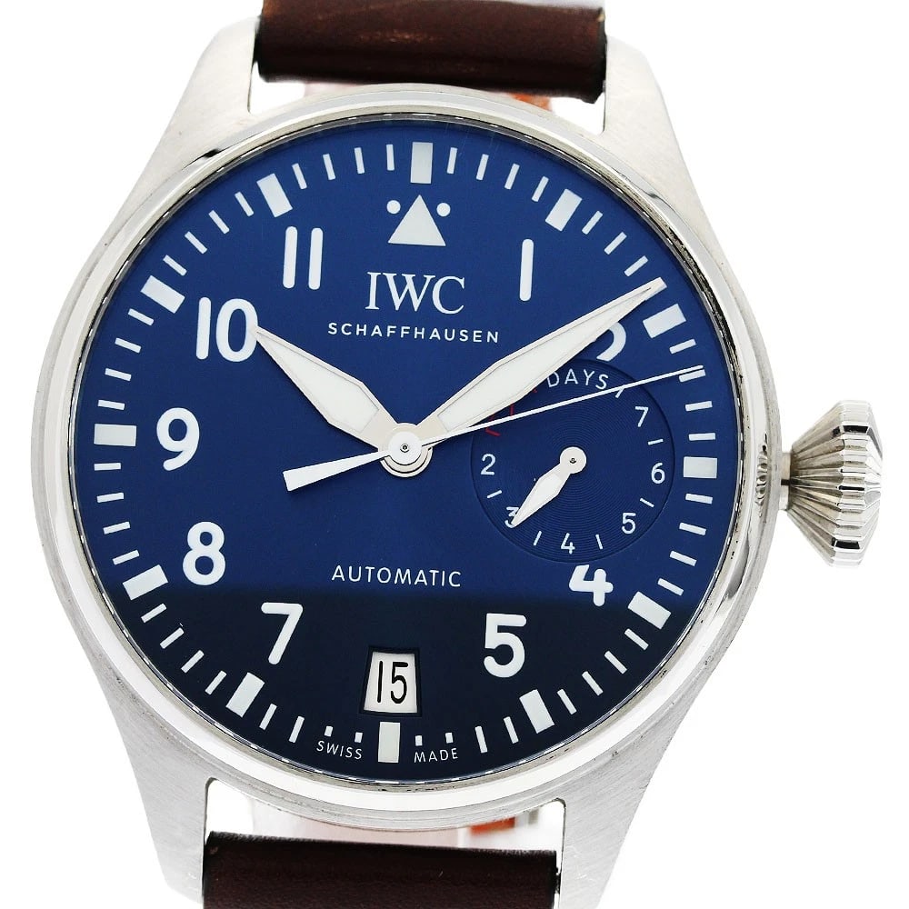 IWC SCHAFFHAUSEN BIG PILOT WATCH AUTOMATIC, WATCH: IWC SCHAFFHAUSEN Big Pilot Watch Automatic, Watch Brand: IWC SCHAFFHAUSEN Type/Style: Wristwatch Material: Band Material leather, Case Material Stainless Steel Color: Band Color Brown, Dial Color