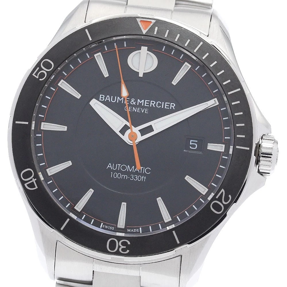 BAUME & MERCIER DATE BLACK AUTOMATIC, WATCH: Baume & Mercier Date black Automatic, Watch Brand: Baume & Mercier Type/Style: Wristwatch Material: Band Material Stainless Steel, Case Material Stainless Steel Color: Band Color Silver, Dial Color