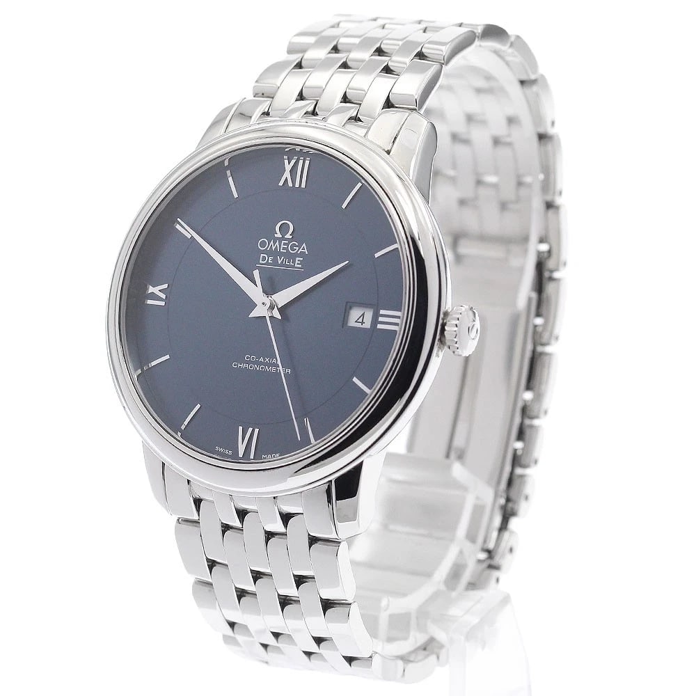 OMEGA DE VILLE PRESTIGE COAXIAL AUTOMATIC WATCH: OMEGA De Ville Prestige Coaxial Automatic Watch Brand: OMEGA Type/Style: Wristwatch Material: Band Material Stainless Steel, Case Material Stainless Steel Color: Band Color Silver, Dial Color Navy,