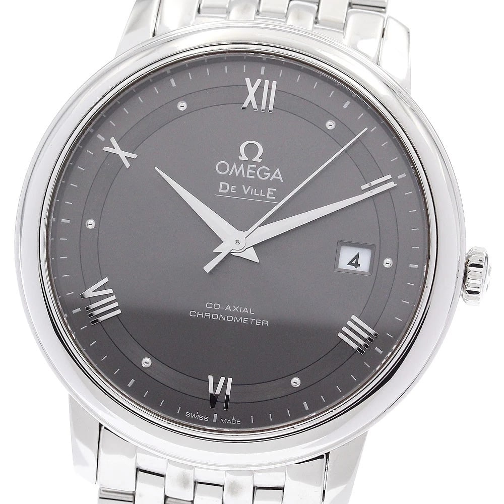 OMEGA DE VILLE PRESTIGE COAXIAL AUTOMATIC WATCH: OMEGA De Ville Prestige Coaxial Automatic Watch Brand: OMEGA Type/Style: Wristwatch Material: Band Material Stainless Steel, Case Material Stainless Steel Color: Band Color Silver, Dial Color gray,