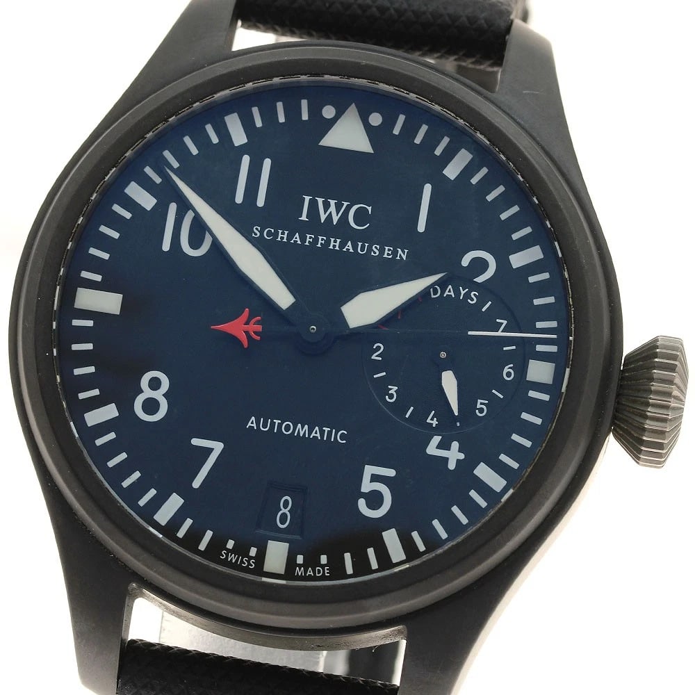 IWC SCHAFFHAUSEN BIG PILOT WATCH: IWC SCHAFFHAUSEN Big pilot Watch Brand: IWC SCHAFFHAUSEN Type/Style: Wristwatch Material: Band Material leather, Case Material Ceramic / titanium Color: Band Color black, Dial Color black, Case Color 