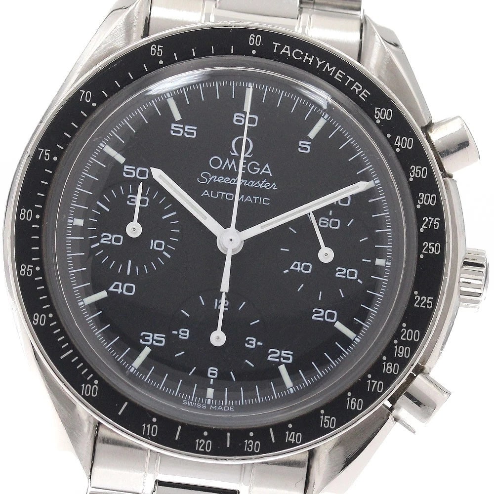 OMEGA SPEEDMASTER CHRONOGRAPH BLACK AUTOMATIC WATCH: OMEGA Speedmaster Chronograph Black Automatic Watch Brand: OMEGA Type/Style: Wristwatch Material: Band Material Stainless Steel, Case Material Stainless Steel Color: Band Color Silver, Dial Color blac