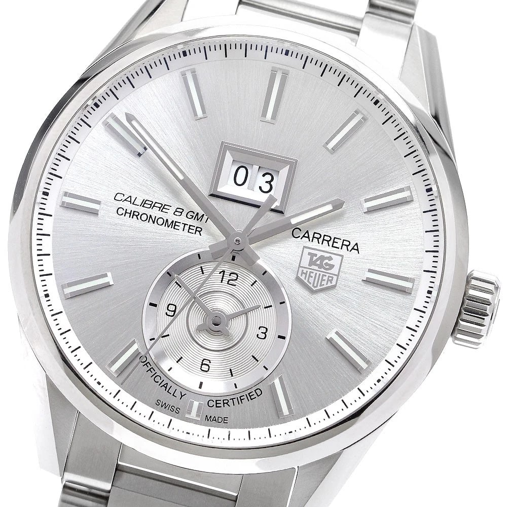 TAG HEUER CARRERA SILVER AUTOMATIC WATCH: TAG HEUER Carrera Silver Automatic Watch Brand: TAG HEUER Type/Style: Wristwatch Material: Band Material Stainless Steel, Case Material Stainless Steel Color: Band Color Silver, Dial Color Silver,