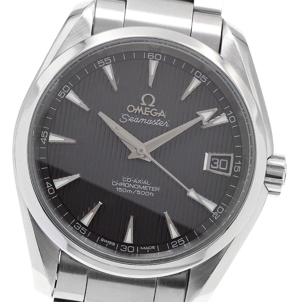 OMEGA SEAMASTER AQUA TERRA DATE AUTOMATIC WATCH: OMEGA Seamaster Aqua Terra Date Automatic Watch Brand: OMEGA Type/Style: Wristwatch Material: Band Material Stainless Steel, Case Material Stainless Steel Color: Band Color Silver, Dial Color gray, Ca