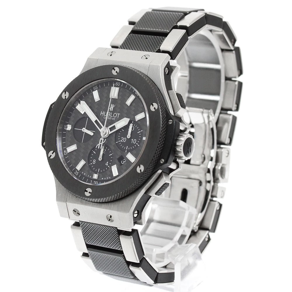 HUBLOT BIG BANG BLACK AUTOMATIC WATCH: HUBLOT Big Bang black Automatic Watch Brand: HUBLOT Type/Style: Wristwatch Material: Band Material Stainless Steel / ceramic, Case Material Stainless Steel / ceramic Color: Band Color Black / Silver, 