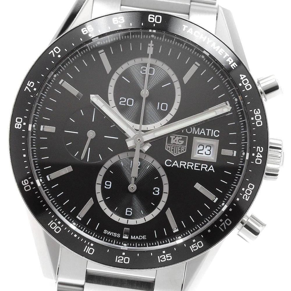 TAG HEUER CARRERA CHRONOGRAPH DATE BLACK AUTO WATCH: TAG HEUER Carrera Chronograph Date black Auto Watch Brand: TAG HEUER Type/Style: Wristwatch Material: Band Material Stainless Steel, Case Material Stainless Steel Color: Band Color Silver, Dial Color 