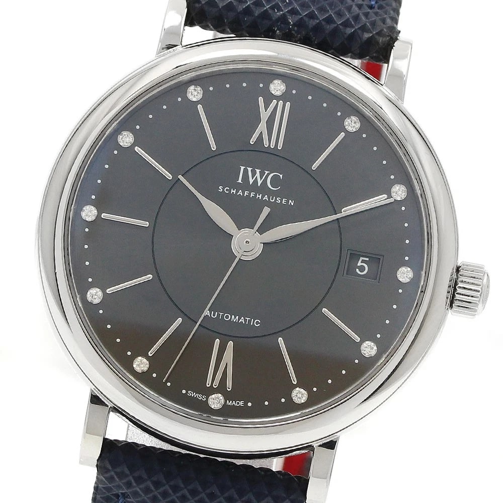 IWC SCHAFFHAUSEN PORTOFINO DIAMOND GRAY AUTOMATIC, WATCH: IWC SCHAFFHAUSEN Portofino diamond gray Automatic, Watch Brand: IWC SCHAFFHAUSEN Type/Style: Wristwatch Material: Band Material Nylon, Case Material Stainless Steel Color: Band Color Navy, Dial Color