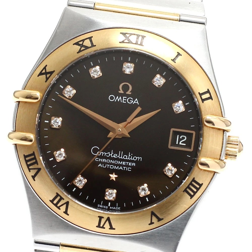 OMEGA CONSTELLATION DIAMOND BROWN AUTOMATIC WATCH: OMEGA Constellation diamond Brown Automatic Watch Brand: OMEGA Type/Style: Wristwatch Material: Band Material Stainless Steel/RG, Case Material Stainless Steel/RG Color: Band Color Silver / Red Gold,