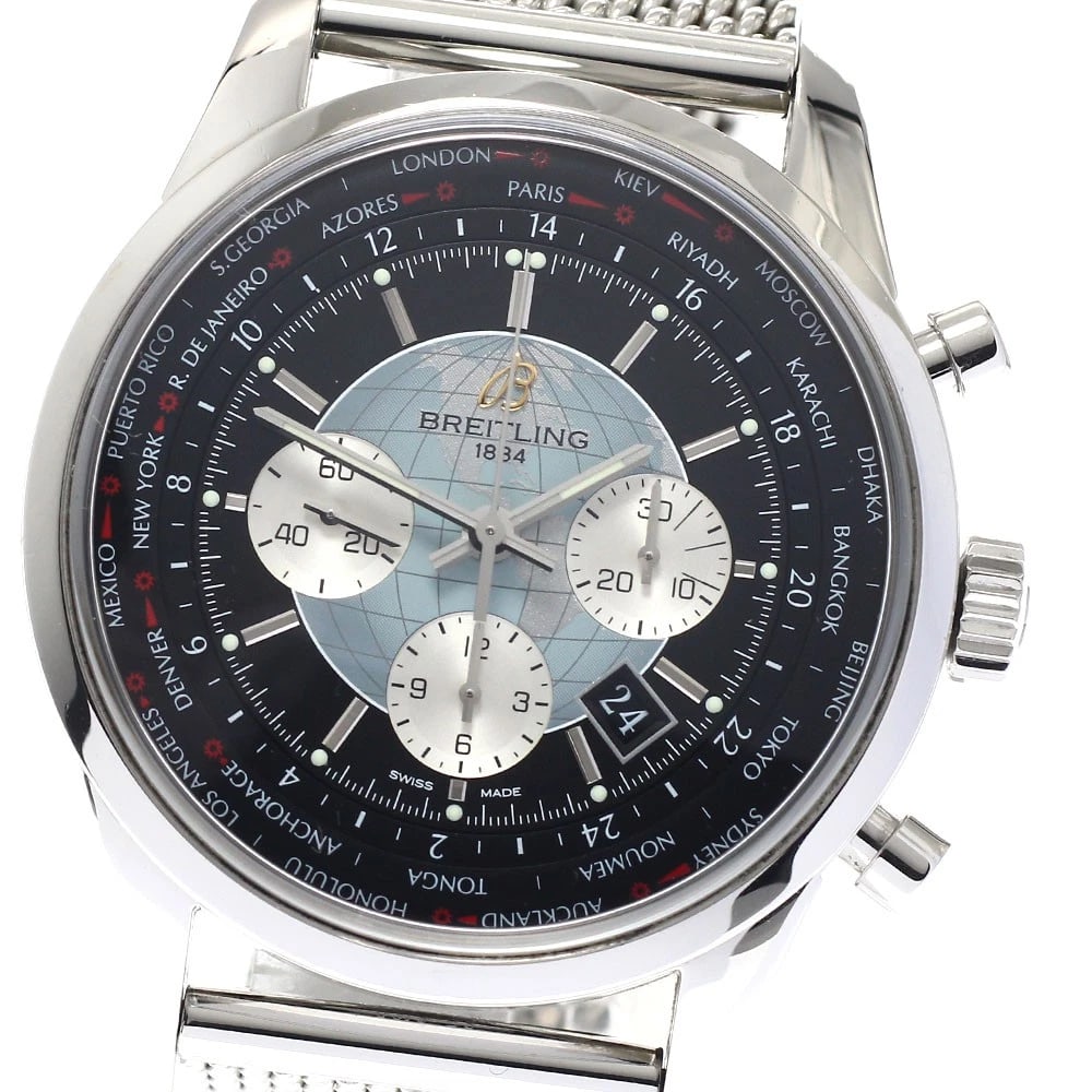 BREITLING CHRONOGRAPH DATE AUTOMATIC, WATCH: BREITLING Chronograph Date Automatic, Watch Brand: BREITLING Type/Style: Wristwatch Material: Band Material Stainless Steel, Case Material Stainless Steel Color: Band Color Silver, Dial Color black, C