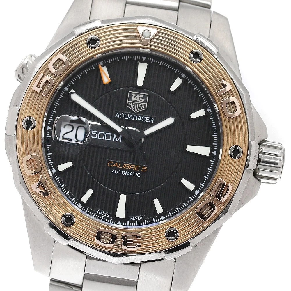 TAG HEUER AQUARACER CALIBER DATE BLACK AUTOMATIC, WATCH: TAG HEUER Aquaracer Caliber Date Black Automatic, Watch Brand: TAG HEUER Type/Style: Wristwatch Material: Band Material Stainless Steel, Case Material Stainless Steel/PG Color: Band Color Silver,