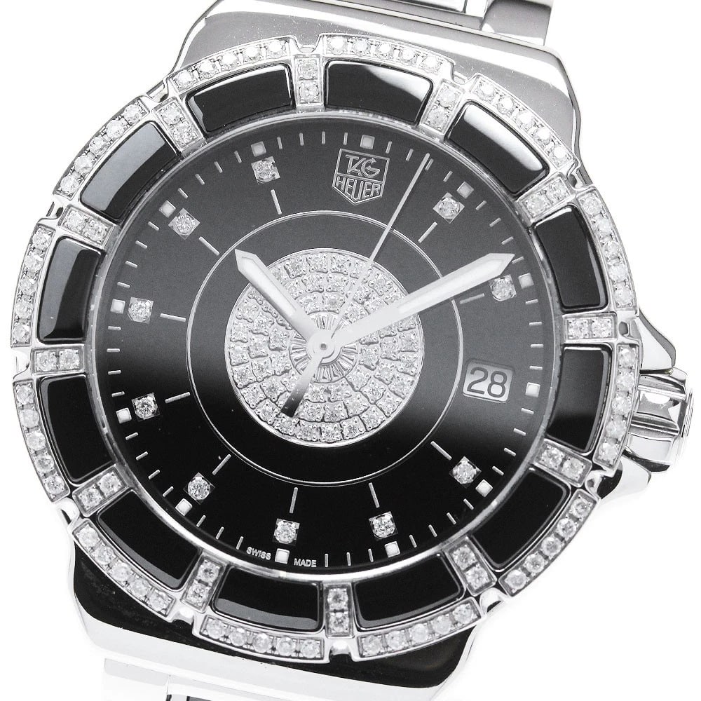 TAG HEUER DIAMOND BLACK WATCH: TAG HEUER diamond black Watch Brand: TAG HEUER Type/Style: Wristwatch Material: Band Material Stainless Steel / ceramic, Case Material Stainless Steel / ceramic Color: Band Color Silver / Black, Dial