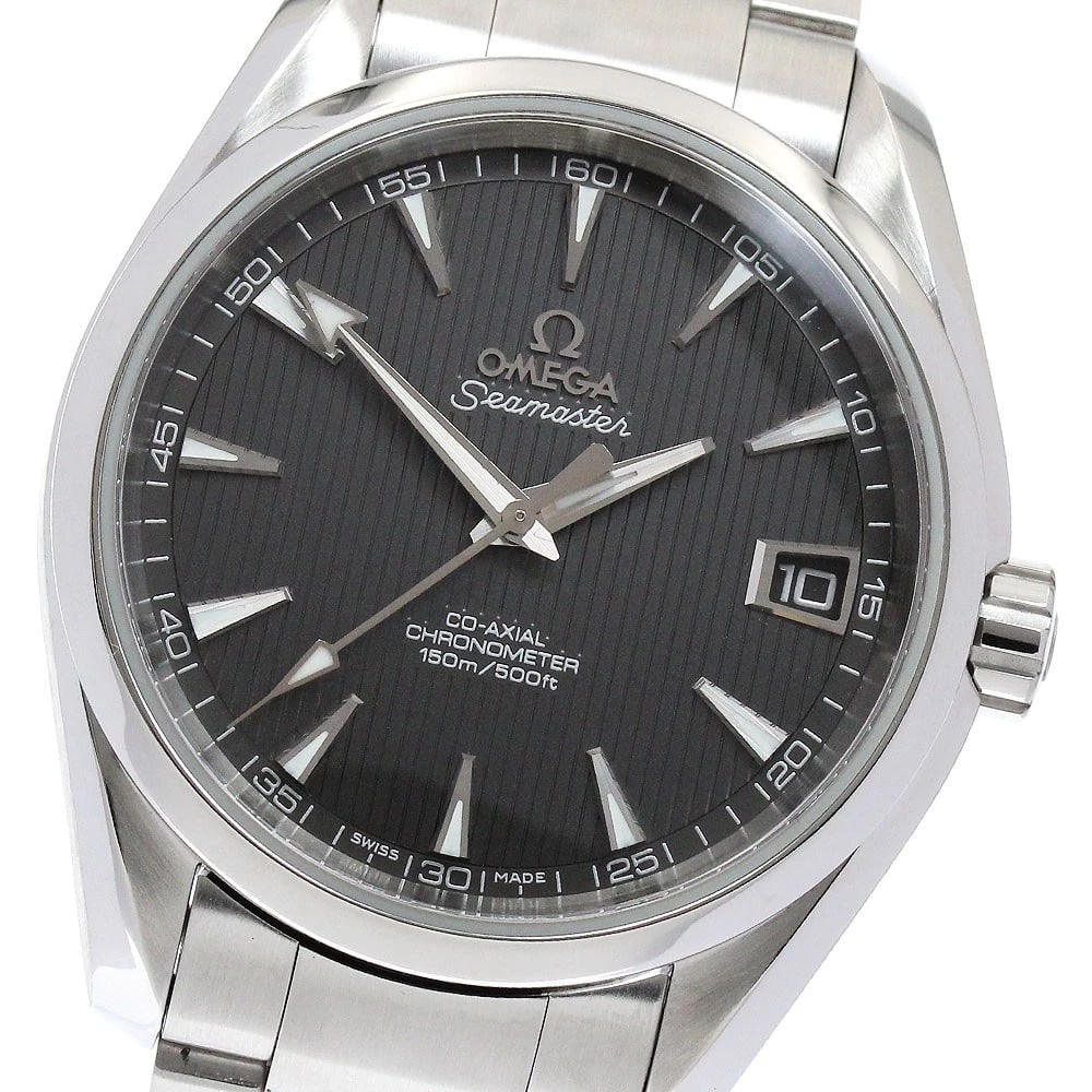 OMEGA SEAMASTER AQUA TERRA DATE AUTOMATIC WATCH: OMEGA Seamaster Aqua Terra Date Automatic Watch Brand: OMEGA Type/Style: Wristwatch Material: Band Material Stainless Steel, Case Material Stainless Steel Color: Band Color Silver, Dial Color gray,
