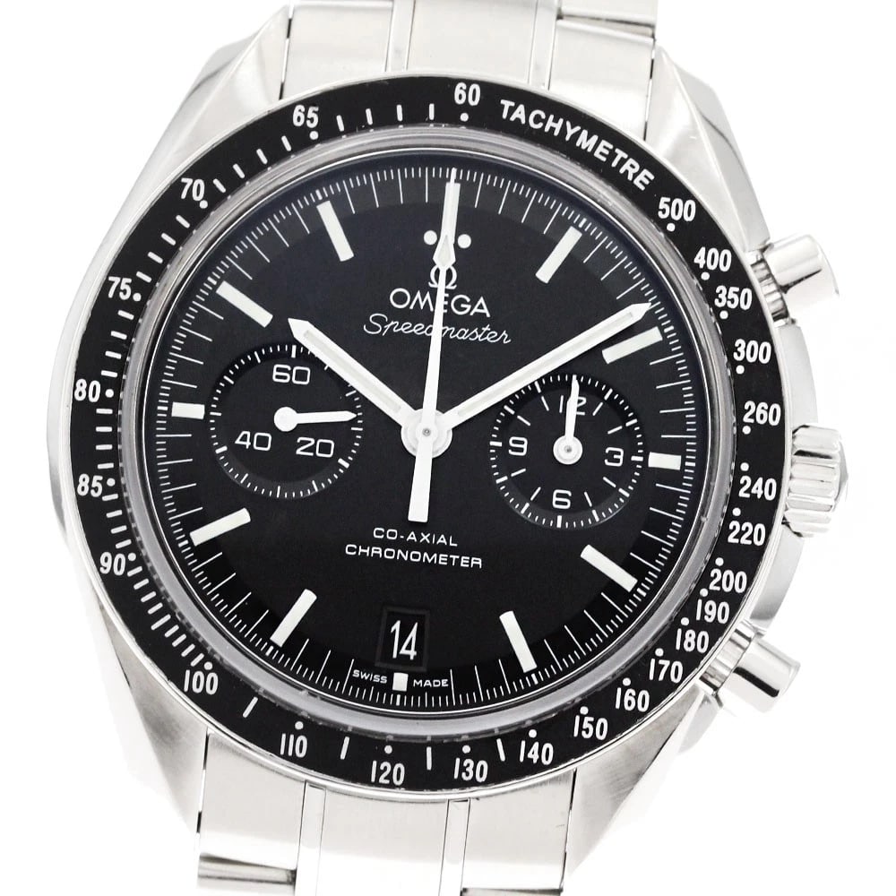 OMEGA SPEEDMASTER CO-AXIAL AUTOMATIC WATCH: OMEGA Speedmaster Co-Axial Automatic Watch Brand: OMEGA Type/Style: Wristwatch Material: Band Material Stainless Steel, Case Material Stainless Steel Color: Band Color Silver, Dial Color black, Case C