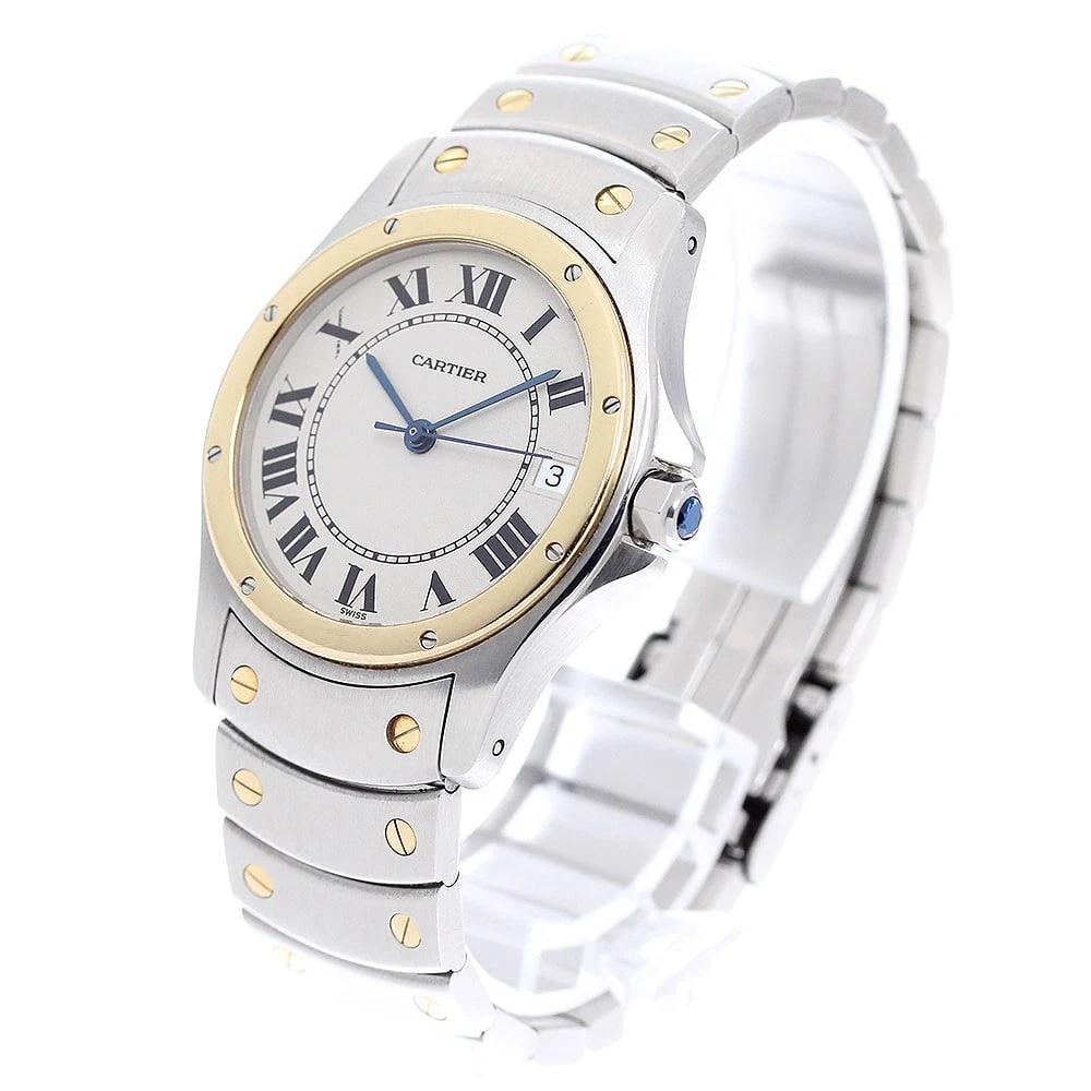 CARTIER SANTO COUGAR YG AUTOMATIC WATCH: CARTIER Santo Cougar YG Automatic Watch Brand: CARTIER Type/Style: Wristwatch Material: Band Material Stainless Steel/YG, Case Material Stainless Steel/YG Color: Band Color Silver / Gold, Dial Color