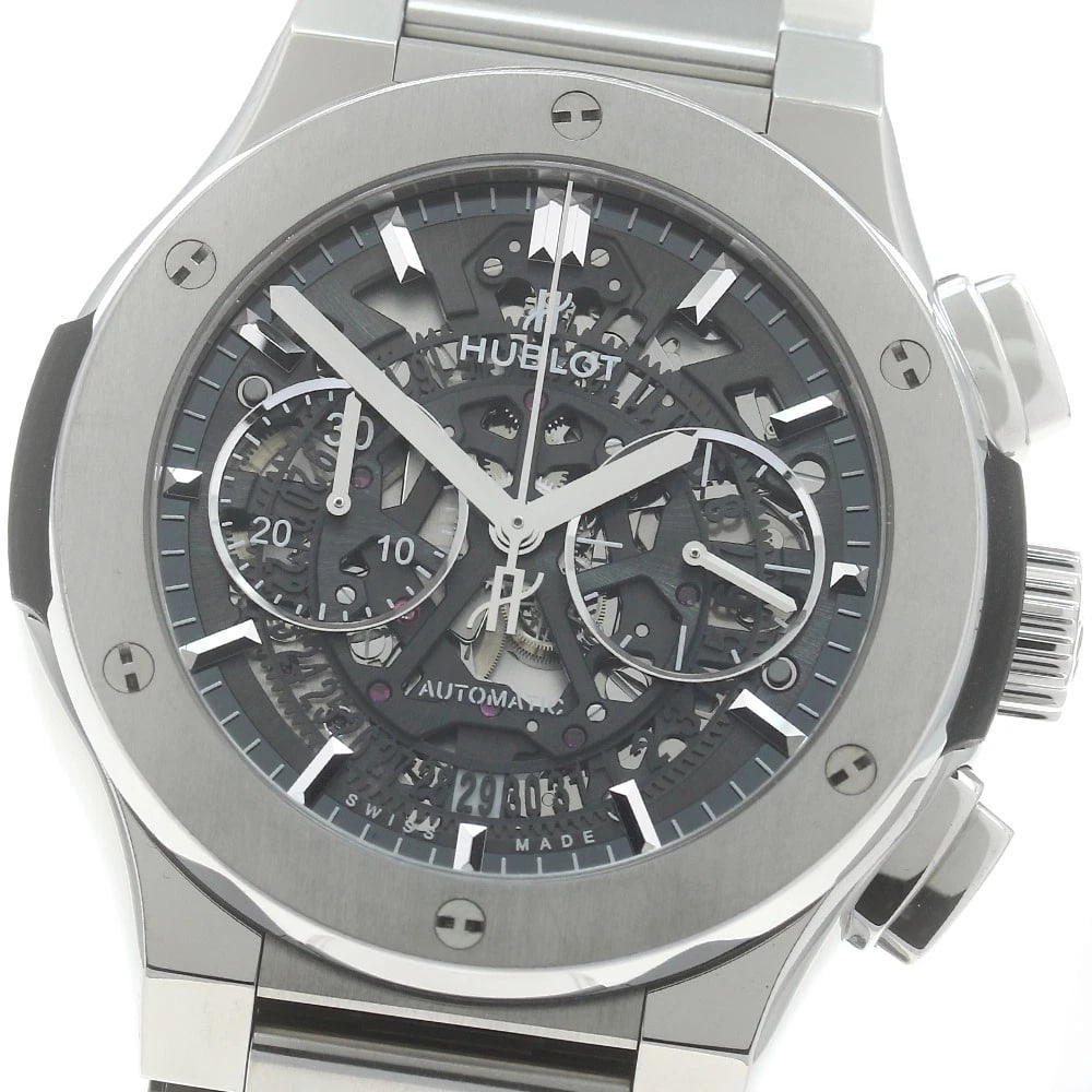 HUBLOT CLASSIC FUSION TITANIUM AUTOMATIC, WATCH: HUBLOT Classic Fusion titanium Automatic, Watch Brand: HUBLOT Type/Style: Wristwatch Material: Band Material titanium, Case Material titanium Color: Band Color Silver, Dial Color skeleton, Case Color 