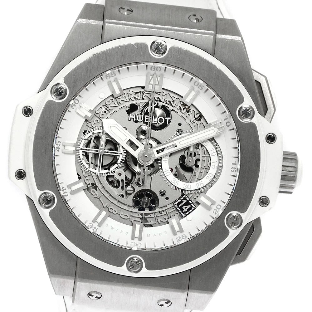 HUBLOT KING POWER UNICO TITANIUM AUTOMATIC WATCH: HUBLOT King Power Unico Titanium Automatic Watch Brand: HUBLOT Type/Style: Wristwatch Material: Band Material Rubber / titanium, Case Material Rubber titanium Color: Band Color White / Silver, Dial