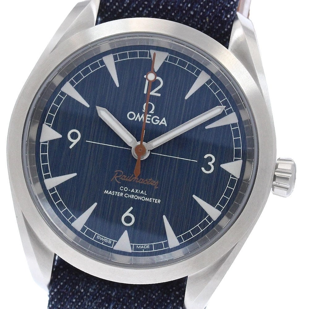 OMEGA SEAMASTER COAXIAL AUTOMATIC, WATCH: OMEGA Seamaster Coaxial Automatic, Watch Brand: OMEGA Type/Style: Wristwatch Material: Band Material leather/denim, Case Material Stainless Steel Color: Band Color Blue / Brown, Dial Color blue, Case
