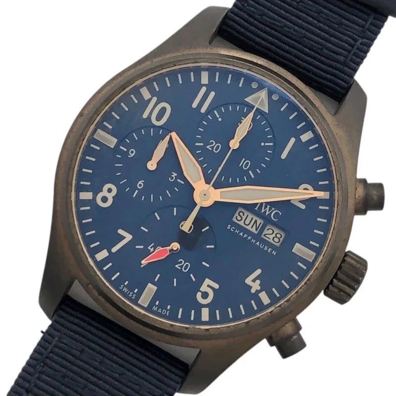 IWC PILOT'S WATCH CHRONOGRAPH BLUE BRONZE, WATCH: IWC Pilot's Watch Chronograph Blue Bronze, Watch Brand: IWC Type/Style: Wrist watch Material: Bronze Color: Dial Color Blue Size: [ Case size ] 41mm / Case shape: Round face [ Arm circumference size