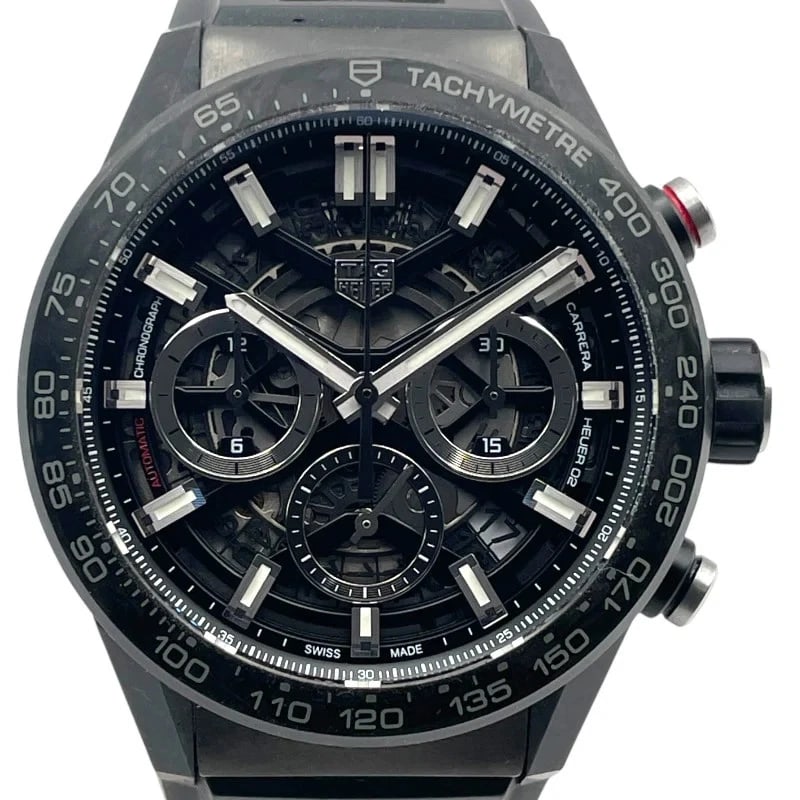 TAG HEUER CARRERA CALIBRE CHRONOGRAPH BLACK SKELETON CARBON, WATCH: Tag Heuer Carrera Calibre Chronograph Black Skeleton Carbon, Watch Brand: TAG HEUER Type/Style: Wrist watch Material: Stainless steel/carbon Color: Dial Color Black/Skeleton Size: [ Case size ] 43mm