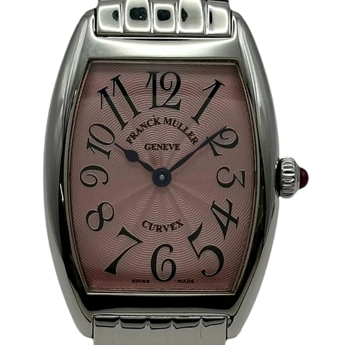 FRANCK MULLER TONNEAU CURVEX PINK, WATCH: Franck Muller Tonneau Curvex Pink, Watch Brand: FRANCK MULLER Type/Style: Wrist watch Material: Stainless steel Color: Dial Color Pink Size: [ Case size ] Case width: 24.9mm / Case height: 34.7mm / Ca