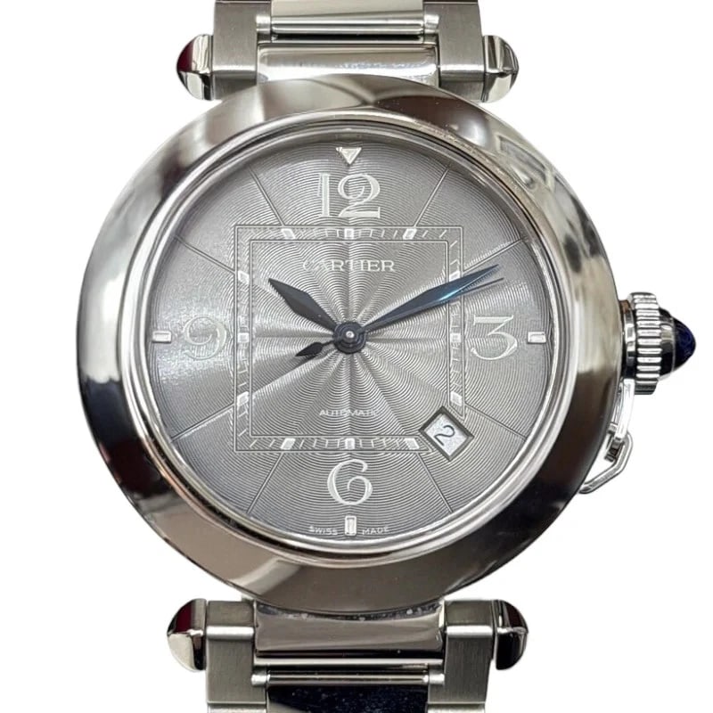 CARTIER PASHA SILVER GRAY, WATCH: Cartier Pasha Silver Gray, Watch Brand: Cartier Type/Style: Wrist watch Material: SS Color: Dial Color Color Silver Gray Size: [ Case size ] 41mm / Case shape: Round face / Case thickness: 12mm [ Arm 