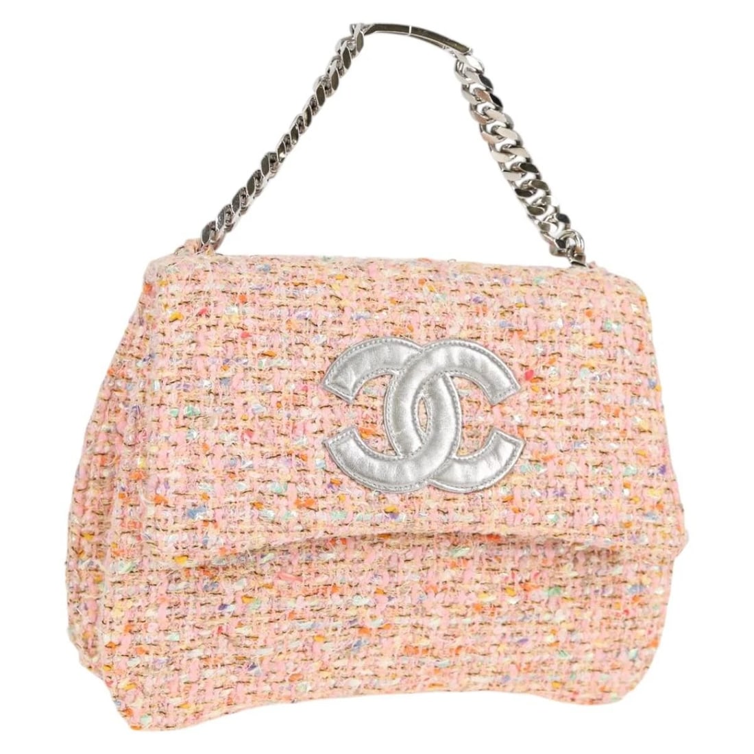 CHANEL CHAIN HAND BAG TWEED PINK: CHANEL Chain Hand Bag Tweed Pink Brand: CHANEL Type/Style: Hand Bag Material: Leather Color: Pink Size: W9.8 x H6.3 x D2.4inch(Approx) Accessories: None Accessories Notice: When purchasing