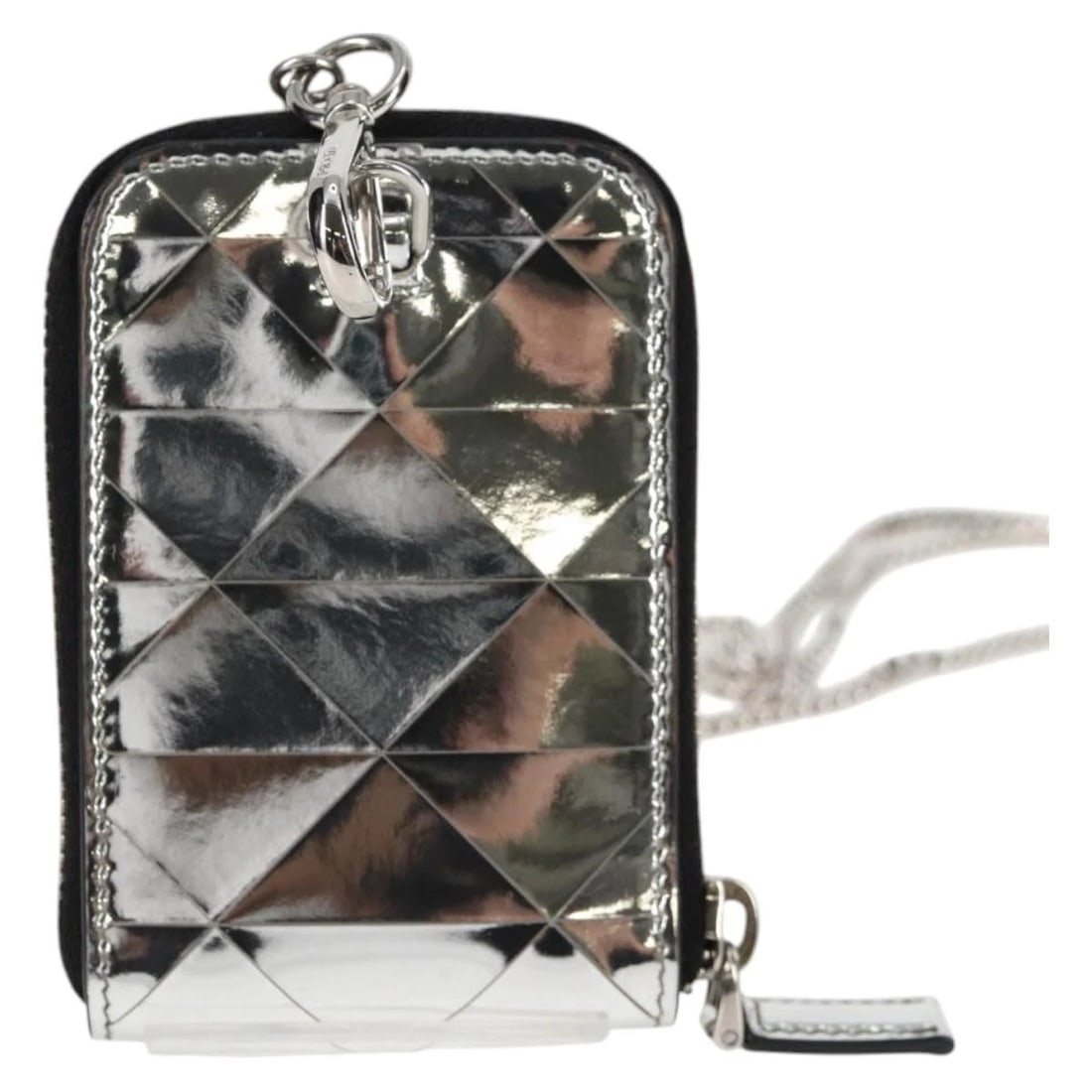 PRADA NECKLACE STRAP POUCH TRIANGLE PANEL SILVER - 2