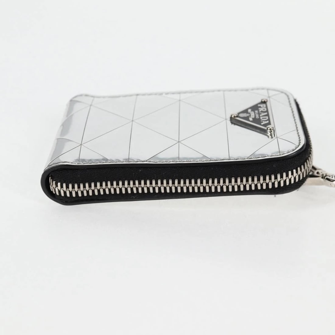 PRADA NECKLACE STRAP POUCH TRIANGLE PANEL SILVER - 4