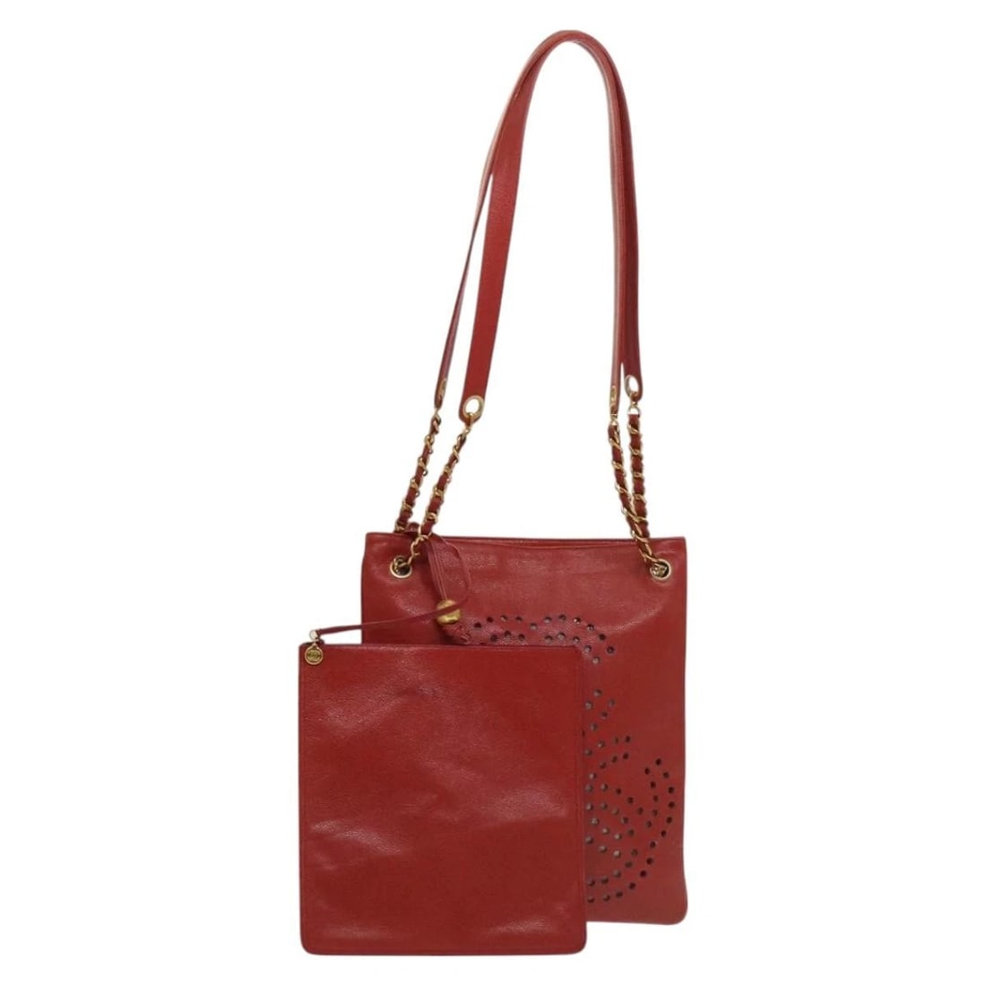 CHANEL TRIPLE COCO CHAIN SHOULDER BAG GRAINED CALF SKIN: CHANEL Triple Coco Chain Shoulder Bag Grained Calf Skin Brand: CHANEL Type/Style: Shoulder Bag Material: Caviar Skin Color: Red Size: W12.2 x H13.8inch(Approx) Accessories: None Accessorie