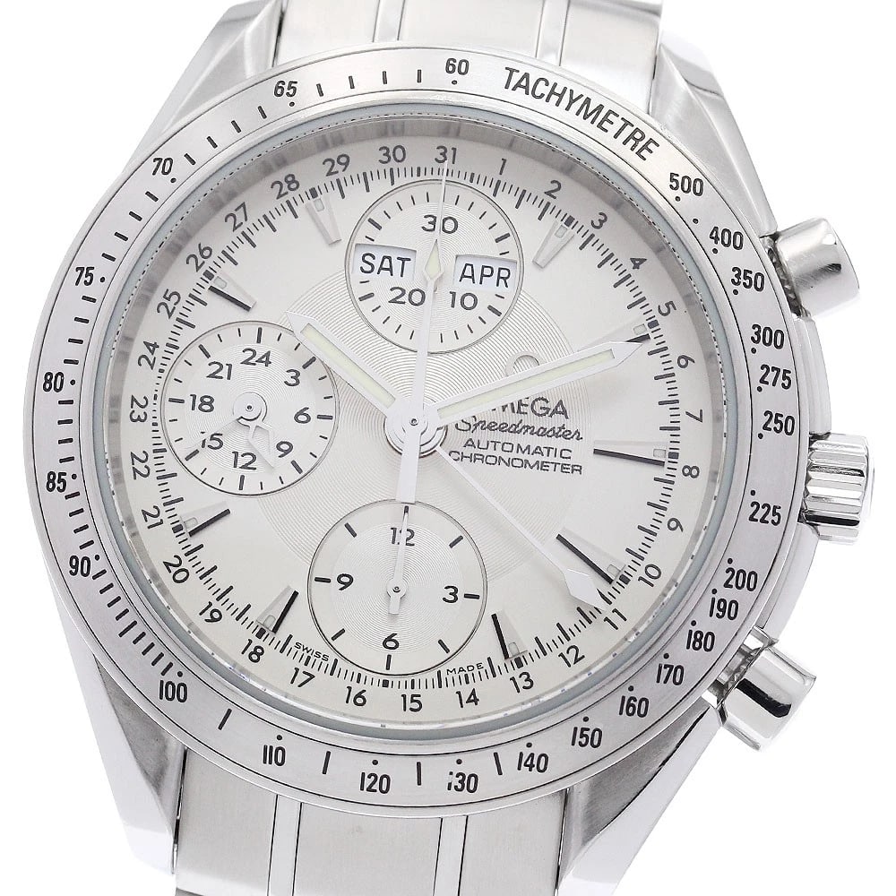 OMEGA SPEEDMASTER TRIPLE CALENDAR MEN'S WATCH: OMEGA Speedmaster Triple Calendar Men's Watch Brand: OMEGA Type/Style: Wristwatch Material: Band Material Stainless Steel, Case Material Stainless Steel Color: Band Color Silver, Dial Color Silver,