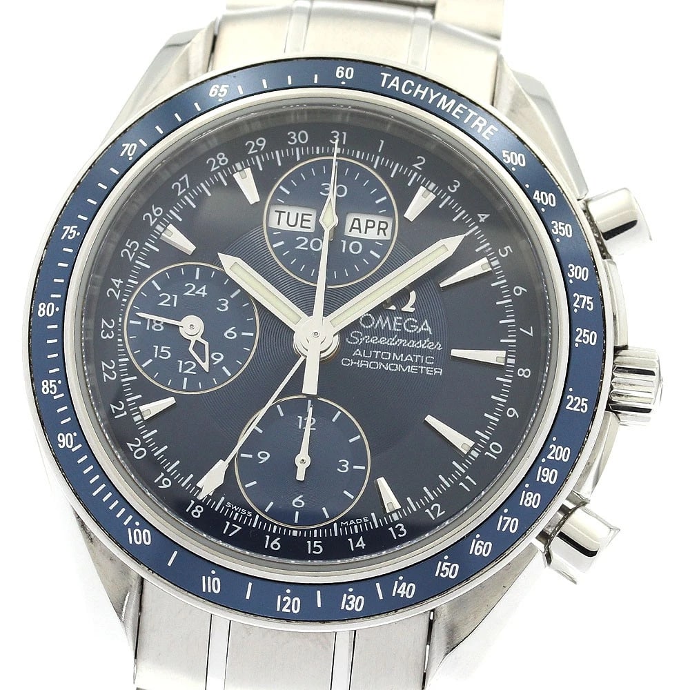 OMEGA SPEEDMASTER CHRONOGRAPH MEN'S WATCH: OMEGA Speedmaster Chronograph Men's Watch Brand: OMEGA Type/Style: Wristwatch Material: Band Material Stainless Steel, Case Material Stainless Steel Color: Band Color Silver, Dial Color Navy, Case