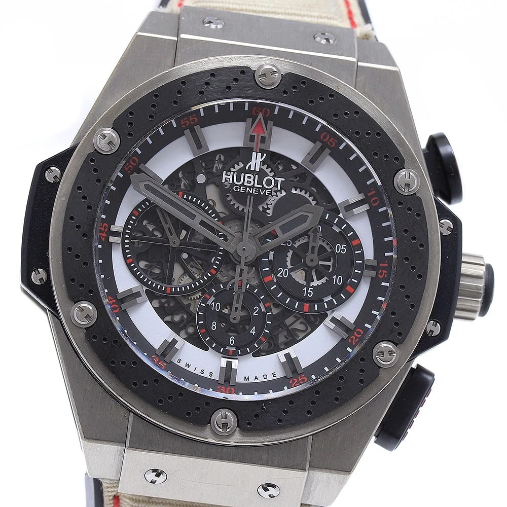 HUBLOT KING POWER F1 MEN'S WATCH: HUBLOT King Power F1 Men's Watch Brand: HUBLOT Type/Style: Wristwatch Material: Band Material Rubber / nylon, Case Material Di Luconium Color: Band Color White / black, Dial Color Black White, Case