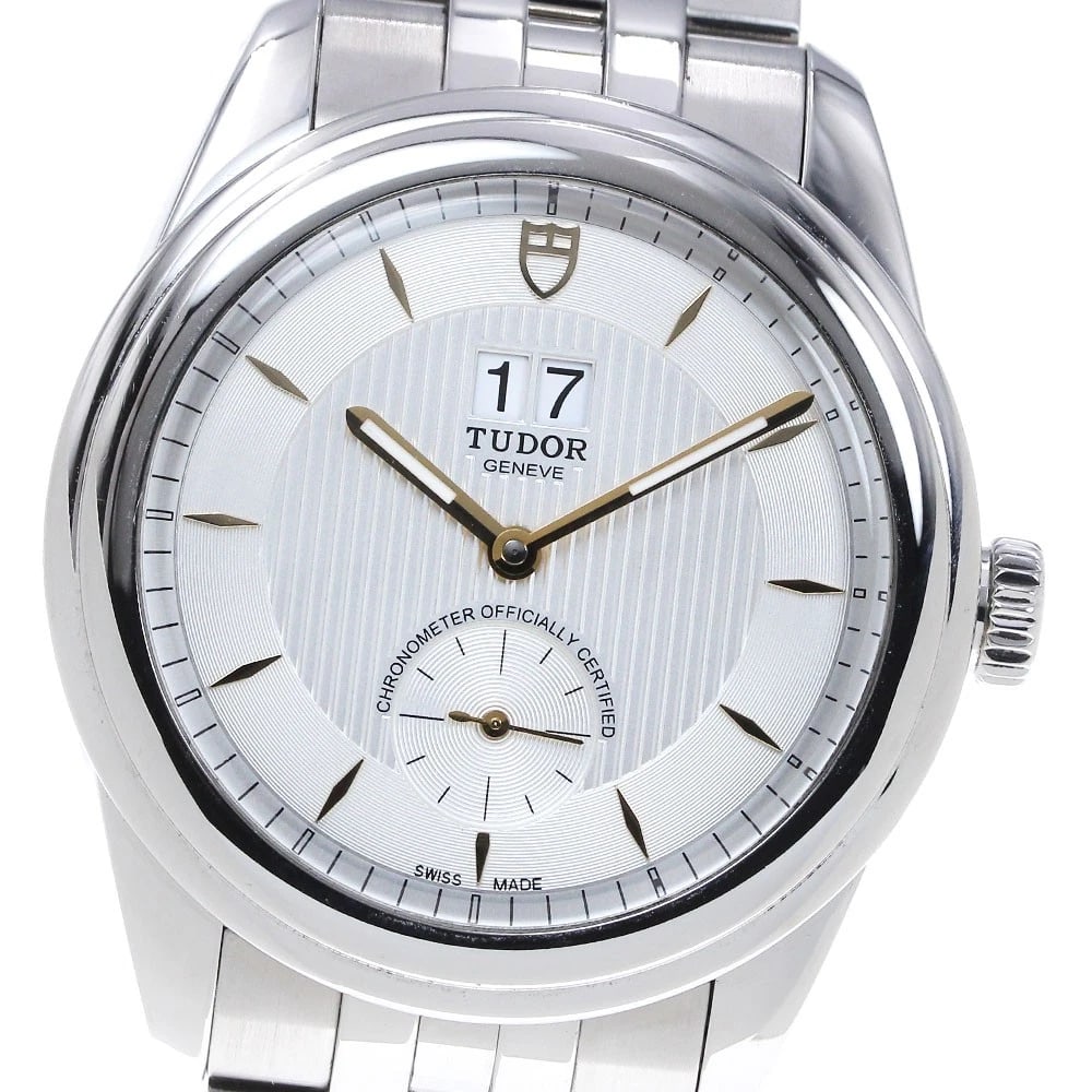 TUDOR GLAMOUR DATE MEN'S WATCH: TUDOR Glamour Date Men's Watch Brand: TUDOR Type/Style: Wristwatch Material: Band Material Stainless Steel, Case Material Stainless Steel Color: Band Color Silver, Dial Color Silver, Case Color Silver