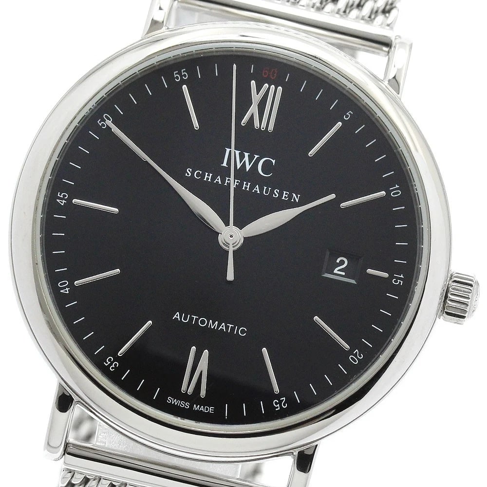 IWC PORTOFINO AUTOMATIC MEN'S WATCH: IWC Portofino Automatic Men's Watch Brand: IWC SCHAFFHAUSEN Type/Style: Wristwatch Material: Band Material Stainless Steel, Case Material Stainless Steel Color: Band Color Silver, Dial Color black,
