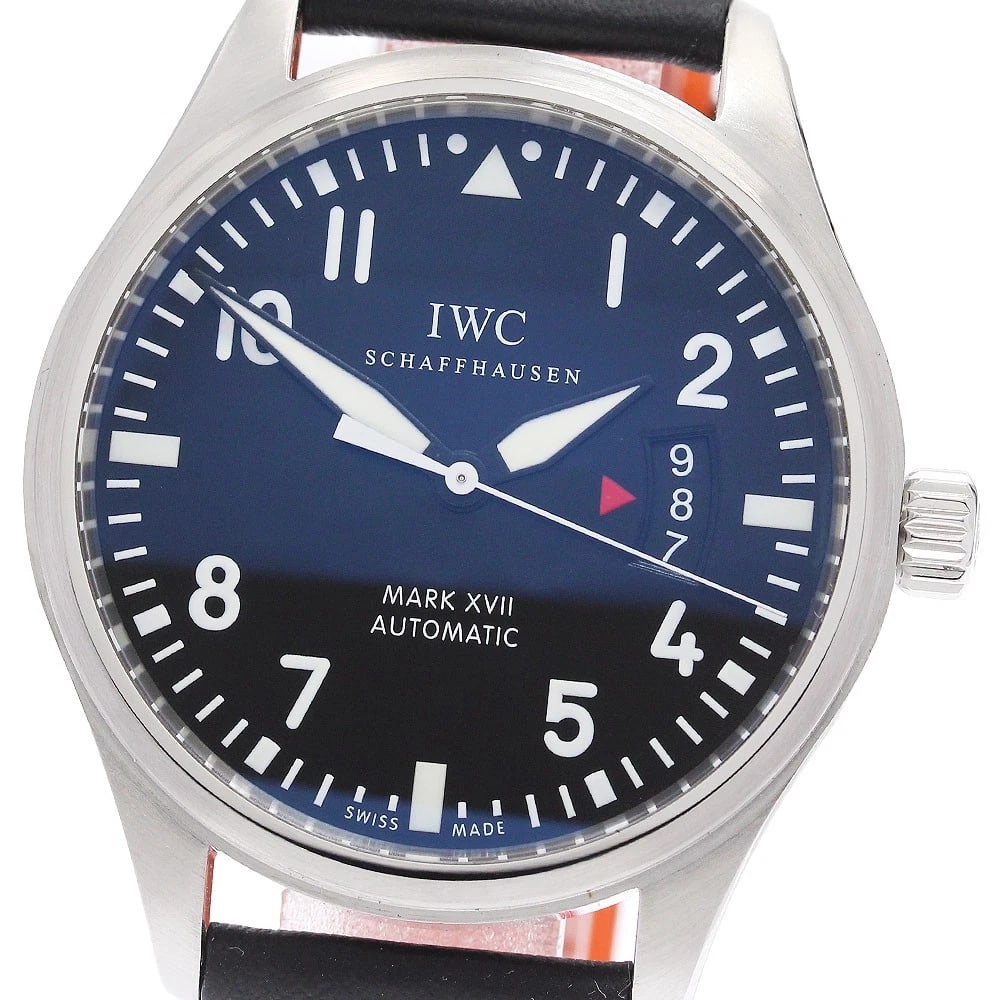 IWC PILOT WATCH MARK DATE AUTOMATIC MEN'S WATCH: IWC Pilot Watch Mark Date Automatic Men's Watch Brand: IWC SCHAFFHAUSEN Type/Style: Wristwatch Material: Band Material leather, Case Material Stainless Steel Color: Band Color black, Dial Color