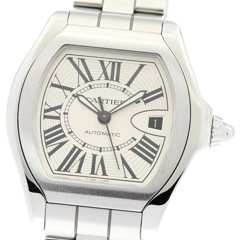 CARTIER ROADSTER DATE AUTOMATIC MEN'S WATCH: CARTIER Roadster Date Automatic Men's Watch Brand: CARTIER Type/Style: Wristwatch Material: Band Material Stainless Steel, Case Material Stainless Steel Color: Band Color Silver, Dial Color Silver,