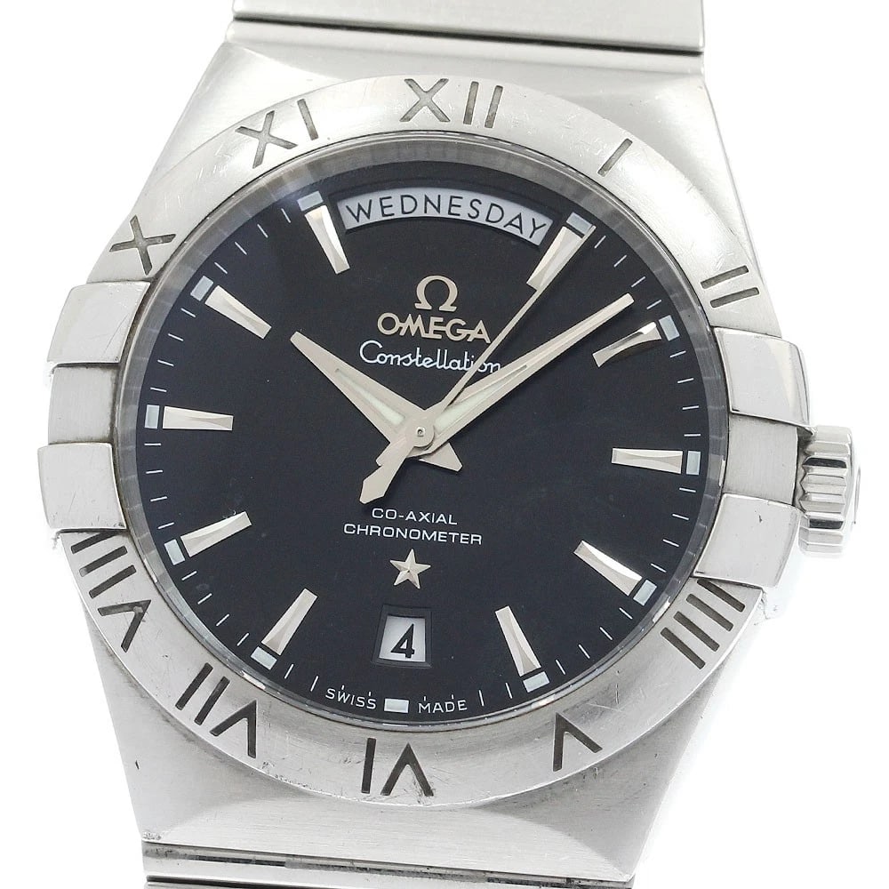 OMEGA CONSTELLATION CO-AXIAL AUTOMATIC MEN'S WATCH: OMEGA Constellation Co-Axial Automatic Men's Watch Brand: OMEGA Type/Style: Wristwatch Material: Band Material Stainless Steel, Case Material Stainless Steel Color: Band Color Silver, Dial Color black