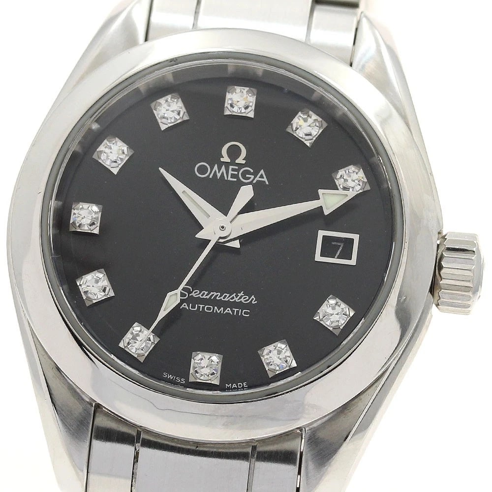 OMEGA SEAMASTER AQUA TERRA DIAMOND LADIES WATCH: OMEGA Seamaster Aqua Terra Diamond Ladies Watch Brand: OMEGA Type/Style: Wristwatch Material: Band Material Stainless Steel, Case Material Stainless Steel Color: Band Color Silver, Dial Color black,