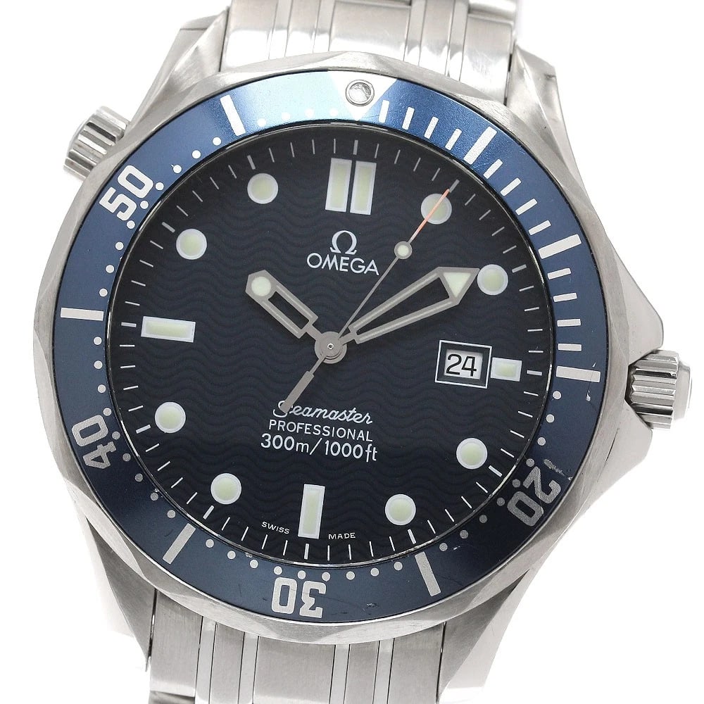 OMEGA SEAMASTER DATE QUARTZ MEN'S WATCH: OMEGA Seamaster Date Quartz Men's Watch Brand: OMEGA Type/Style: Wristwatch Material: Band Material Stainless Steel, Case Material Stainless Steel Color: Band Color Silver, Dial Color Navy, Case