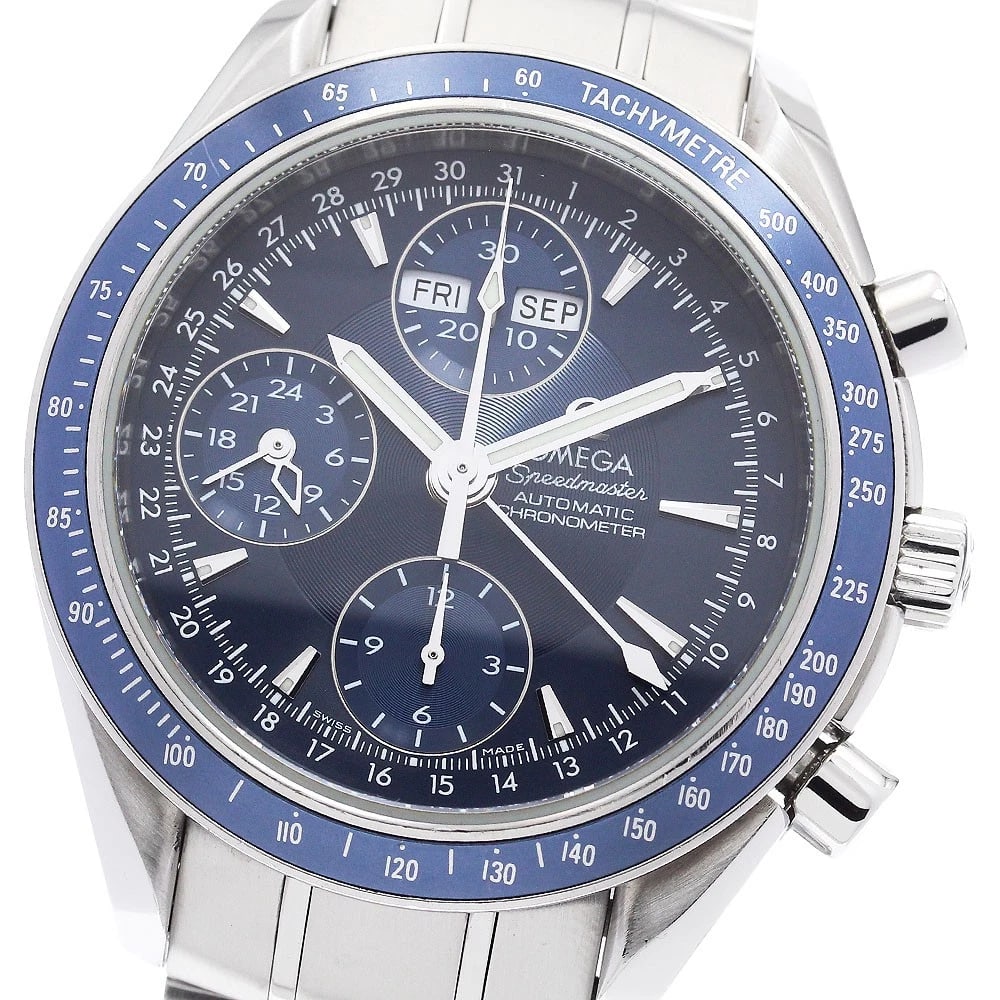 OMEGA SPEEDMASTER TRIPLE CALENDAR CHRONOGRAPH MEN'S WATCH: OMEGA Speedmaster Triple Calendar Chronograph Men's Watch Brand: OMEGA Type/Style: Wristwatch Material: Band Material Stainless Steel, Case Material Stainless Steel Color: Band Color Silver, Dial