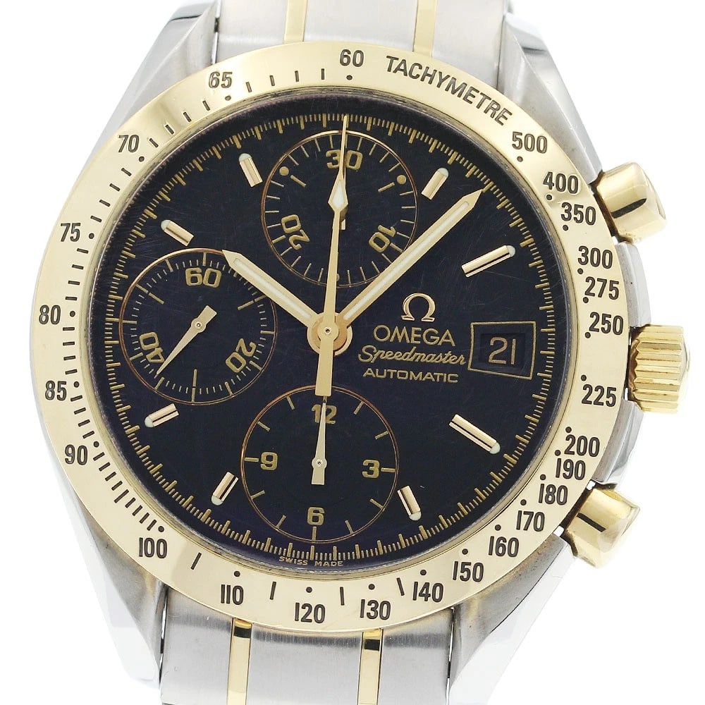 OMEGA SPEEDMASTER CHRONOGRAPH DATE MEN'S WATCH: OMEGA Speedmaster Chronograph Date Men's Watch Brand: OMEGA Type/Style: Wristwatch Material: Band Material Stainless Steel/YG, Case Material Stainless Steel/YG Color: Band Color Silver / Gold, Dial