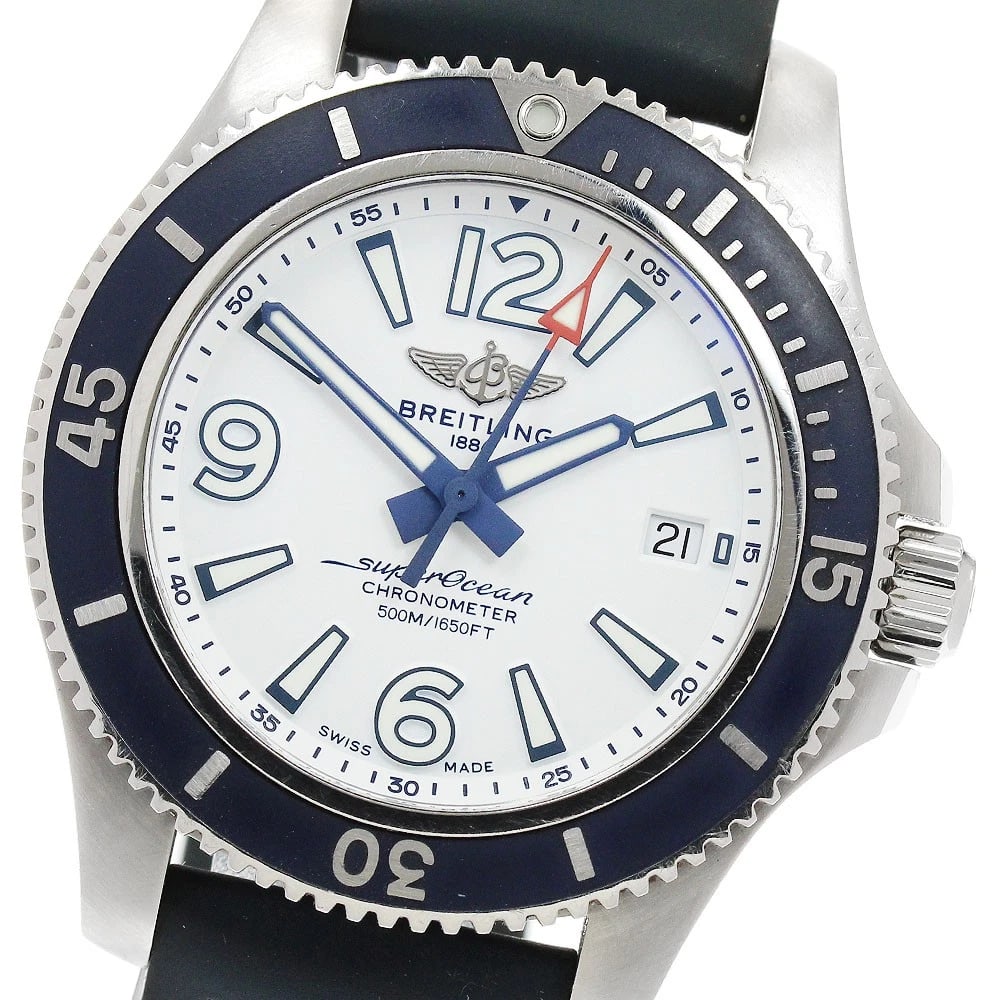 BREITLING SUPER OCEAN DATE MEN'S WATCH: BREITLING Super Ocean Date Men's Watch Brand: BREITLING Type/Style: Wristwatch Material: Band Material rubber, Case Material Stainless Steel Color: Band Color Navy, Dial Color white, Case Color