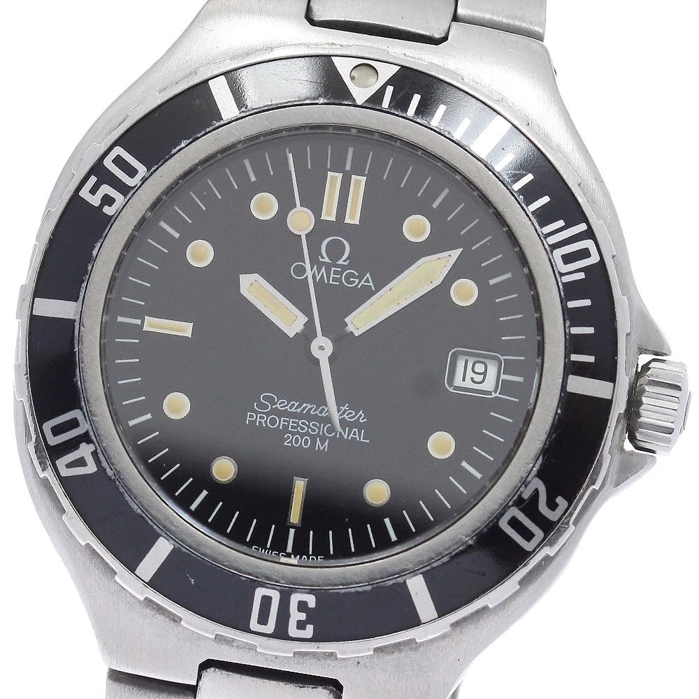 OMEGA SEAMASTER DATE QUARTZ MEN'S WATCH: OMEGA Seamaster Date Quartz Men's Watch Brand: OMEGA Type/Style: Wristwatch Material: Band Material Stainless Steel, Case Material Stainless Steel Color: Band Color Silver, Dial Color black, Case