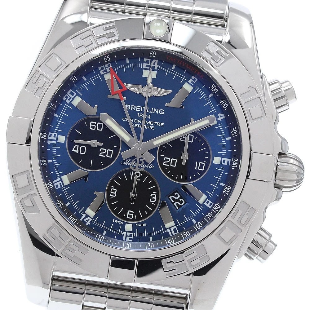 BREITLING CHRONOMAT GMT MEN'S WATCH: BREITLING Chronomat GMT Men's Watch Brand: BREITLING Type/Style: Wristwatch Material: Band Material Stainless Steel, Case Material Stainless Steel Color: Band Color Silver, Dial Color blue, Case Color