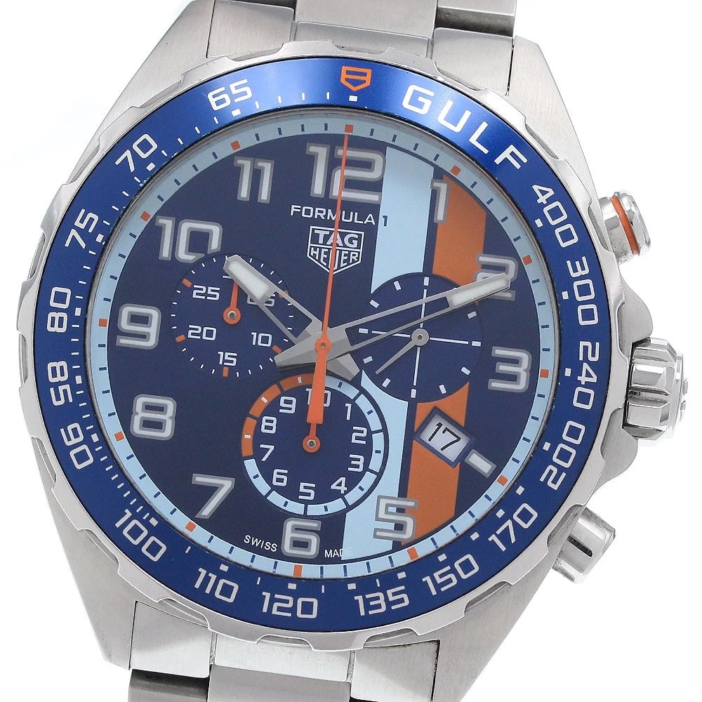 TAG HEUER FORMULA ONE GULF SPECIAL EDITION MEN'S WATCH: TAG HEUER Formula One Gulf Special Edition Men's Watch Brand: TAG HEUER Type/Style: Wristwatch Material: Band Material Stainless Steel, Case Material Stainless Steel Color: Band Color Silver, Dial Col