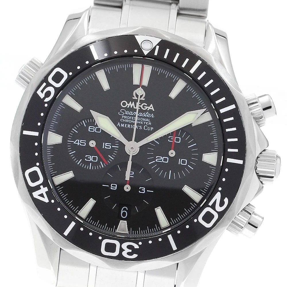 OMEGA SEAMASTER CHRONOGRAPH DATE MEN'S WATCH: OMEGA Seamaster Chronograph Date Men's Watch Brand: OMEGA Type/Style: Wristwatch Material: Band Material Stainless Steel, Case Material Stainless Steel Color: Band Color Silver, Dial Color black, Case