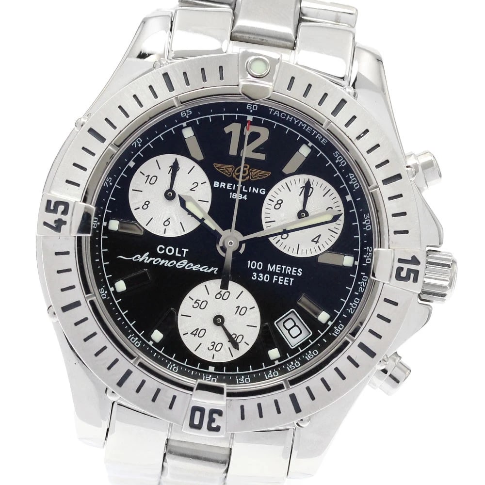 BREITLING COLT CHRONO OCEAN QUARTZ MEN'S WATCH: BREITLING Colt Chrono Ocean Quartz Men's Watch Brand: BREITLING Type/Style: Wristwatch Material: Band Material Stainless Steel, Case Material Stainless Steel Color: Band Color Silver, Dial Color